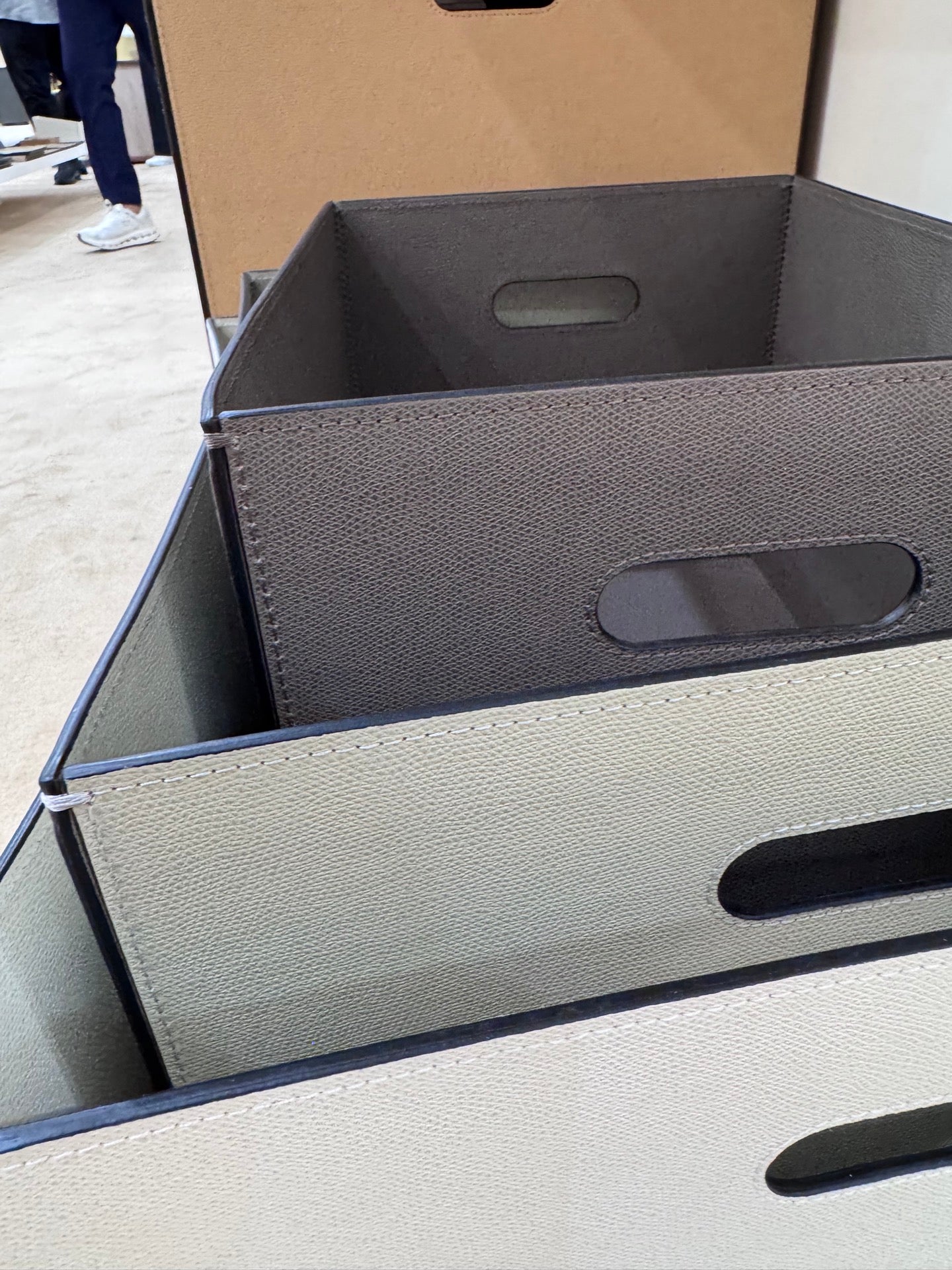 Marea Leather Storage Basket, Square with Side Handles