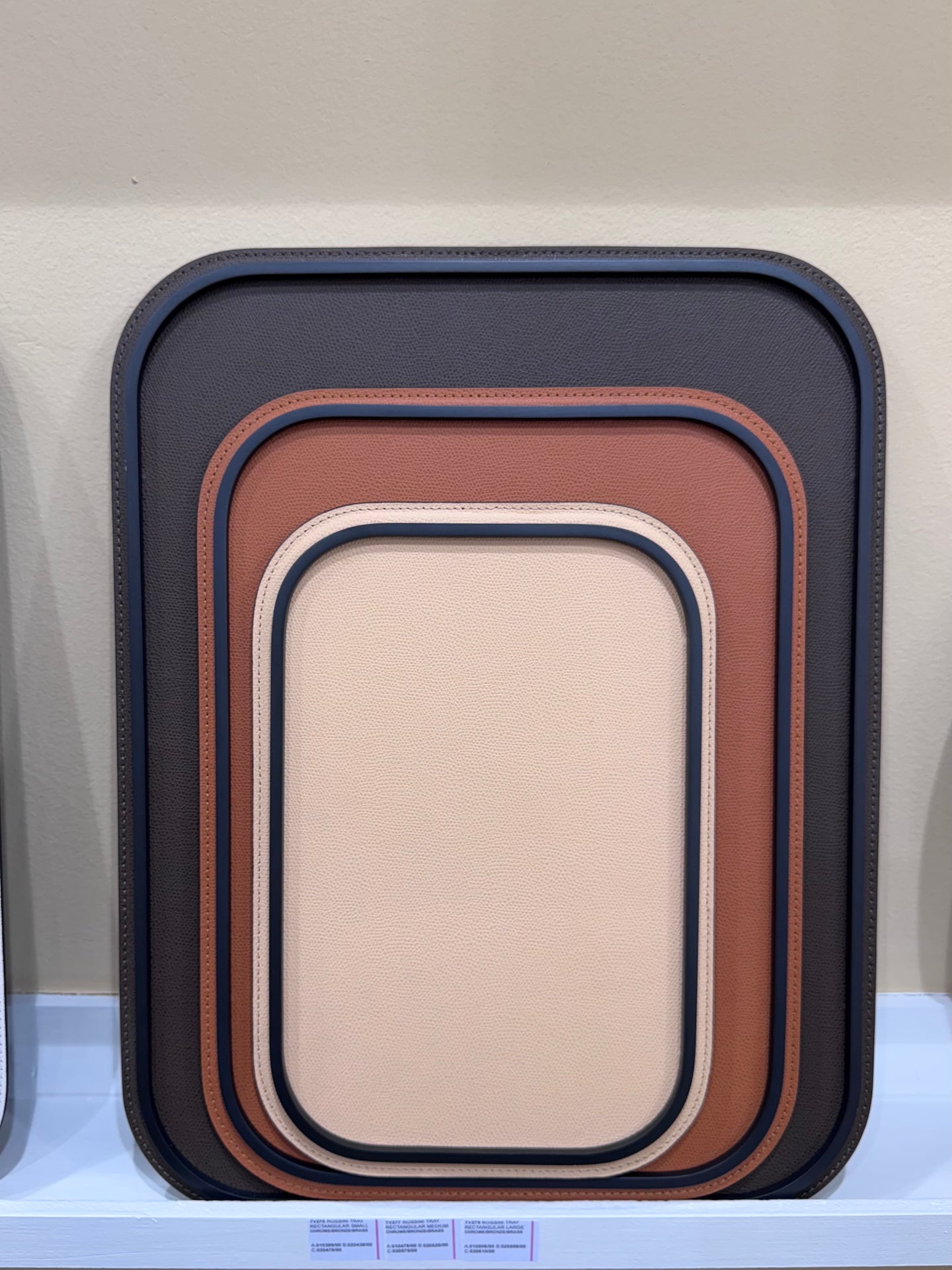 Rossini Rectangular Leather-Covered Metal Tray