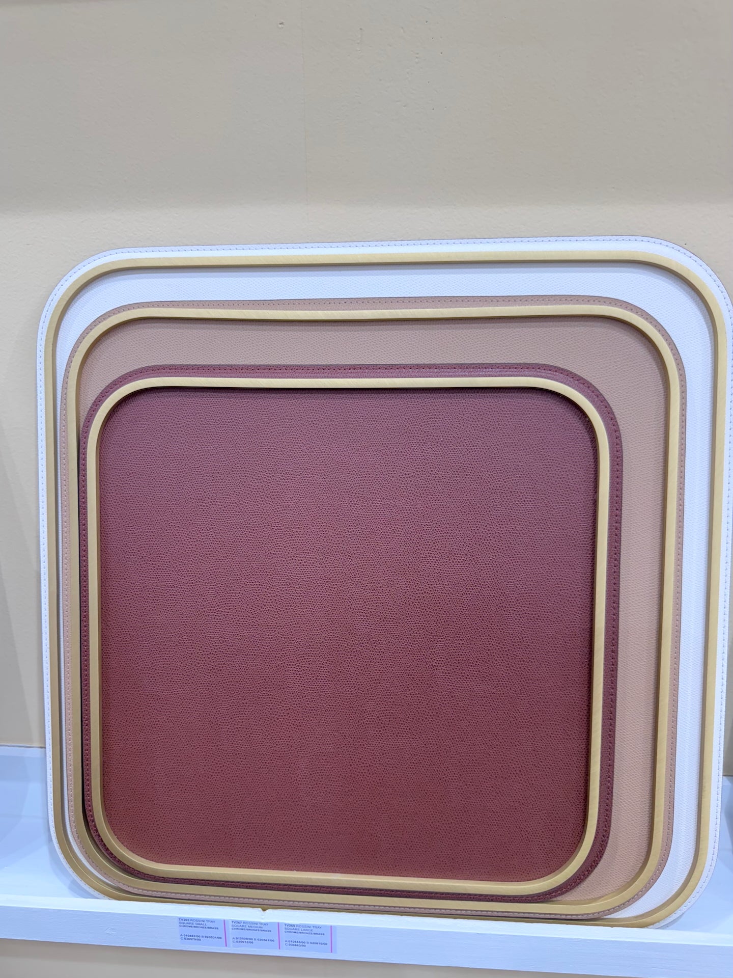 Rossini Leather-Covered Metal Tray Square L Brass