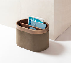 Dama Leather-Covered Wood Magazine Holder