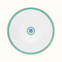 Grand Parc Limoges Porcelain Buffet Plate with Hand-Applied Turquoise and Violet Motif