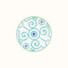 Grand Parc Limoges Porcelain Dessert Plate with Turquoise Scroll Motif
