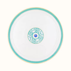 Grand Parc Limoges Porcelain Round Flat Tart Dish with Central Motif