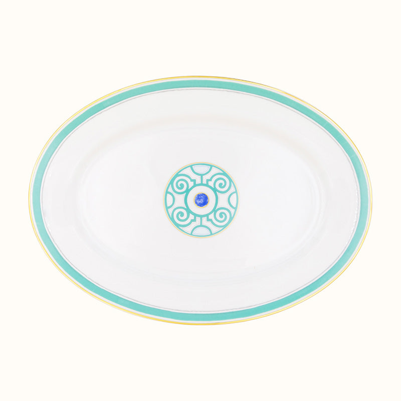 Robert Haviland & C. Parlon Grand Parc | Large Oval Platter: Fine Limoges porcelain with central turquoise motif and smooth, glazed finish, perfect for roasts, seafood, or large-format serving | Tableware & Serveware / Serving Dishes & Platters | 2Jour Concierge, your luxury lifestyle shop