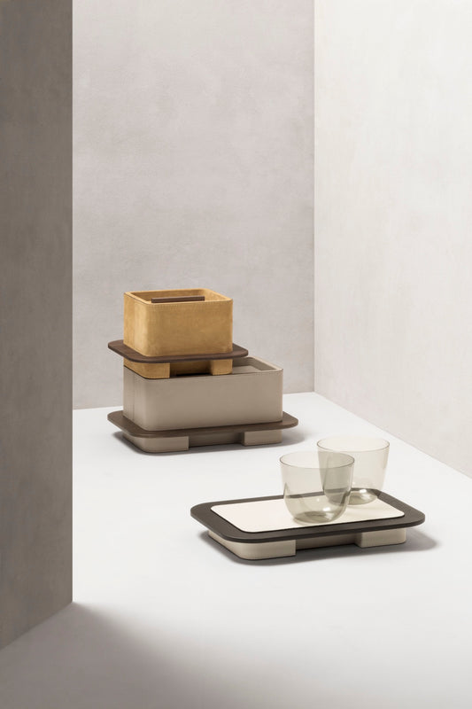 Giobagnara × Glenn Sestig | Lloyd Rectangular Boxes: Leather-covered wood structure with walnut or wenge finish | Décor / Trinket Boxes | 2Jour Concierge, your luxury lifestyle shop | modern interiors, collectible design, architectural detailing, Italian craftsmanship
