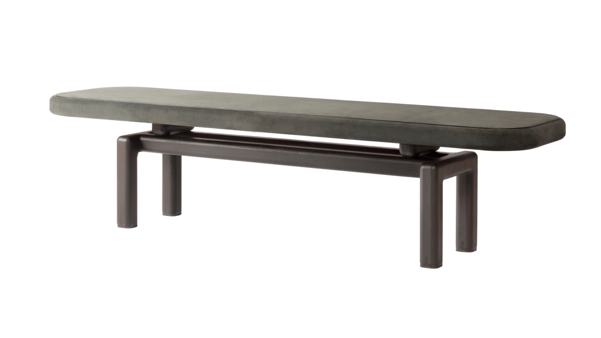 Giobagnara × Glenn Sestig | Lloyd Low Console: Leather and Canaletto walnut with iron or brushed bronze feet | Furniture / Console Tables + Étageres | 2Jour Concierge, your luxury lifestyle shop | architectural furniture, refined craftsmanship, Italian modern design, bespoke interiors