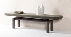 x Glenn Sestig Lloyd Tabi Low Console in Leather and Walnut Wood with Bronze Detail