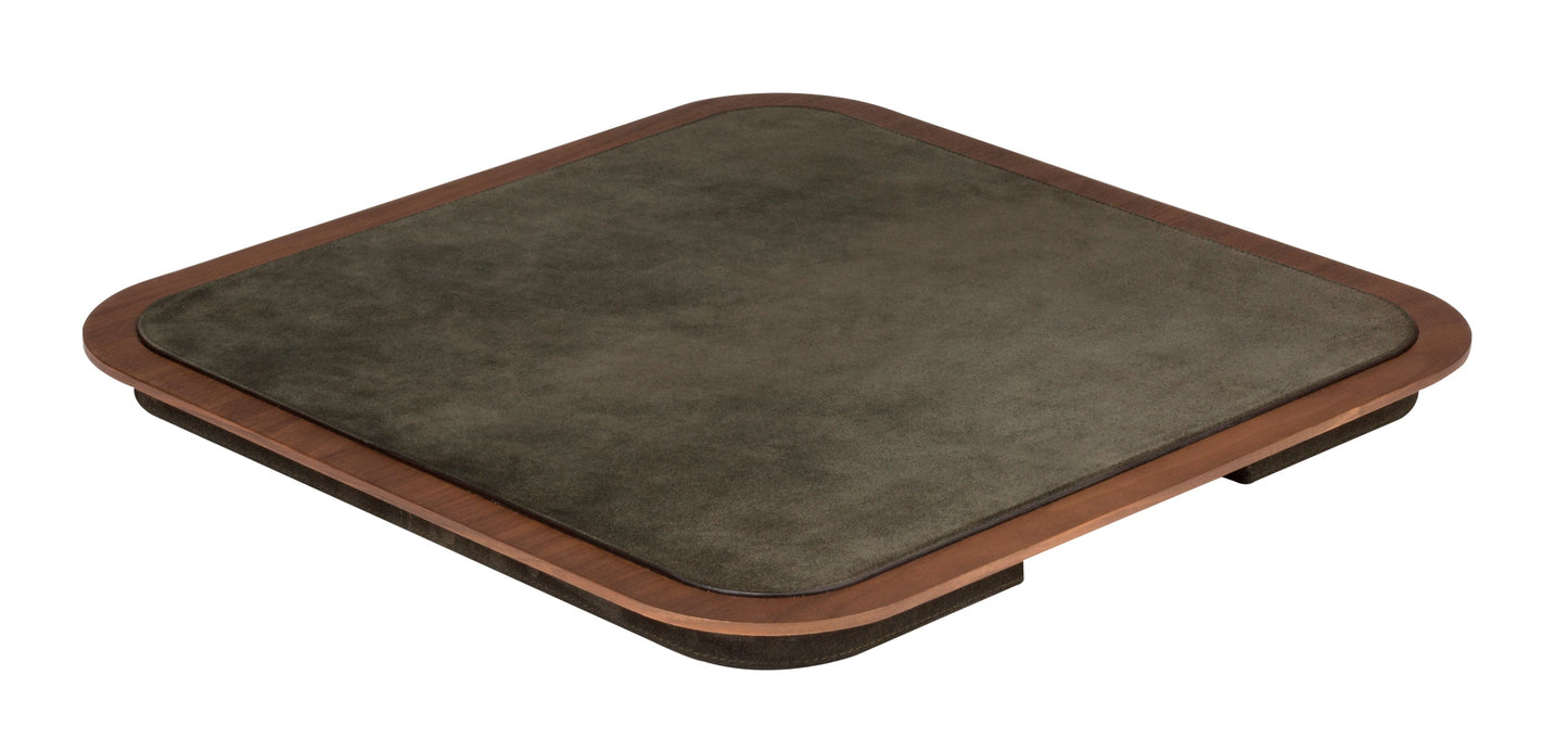 x Glenn Sestig Lloyd Tablett: Lederbezogenes Holz, quadratisch