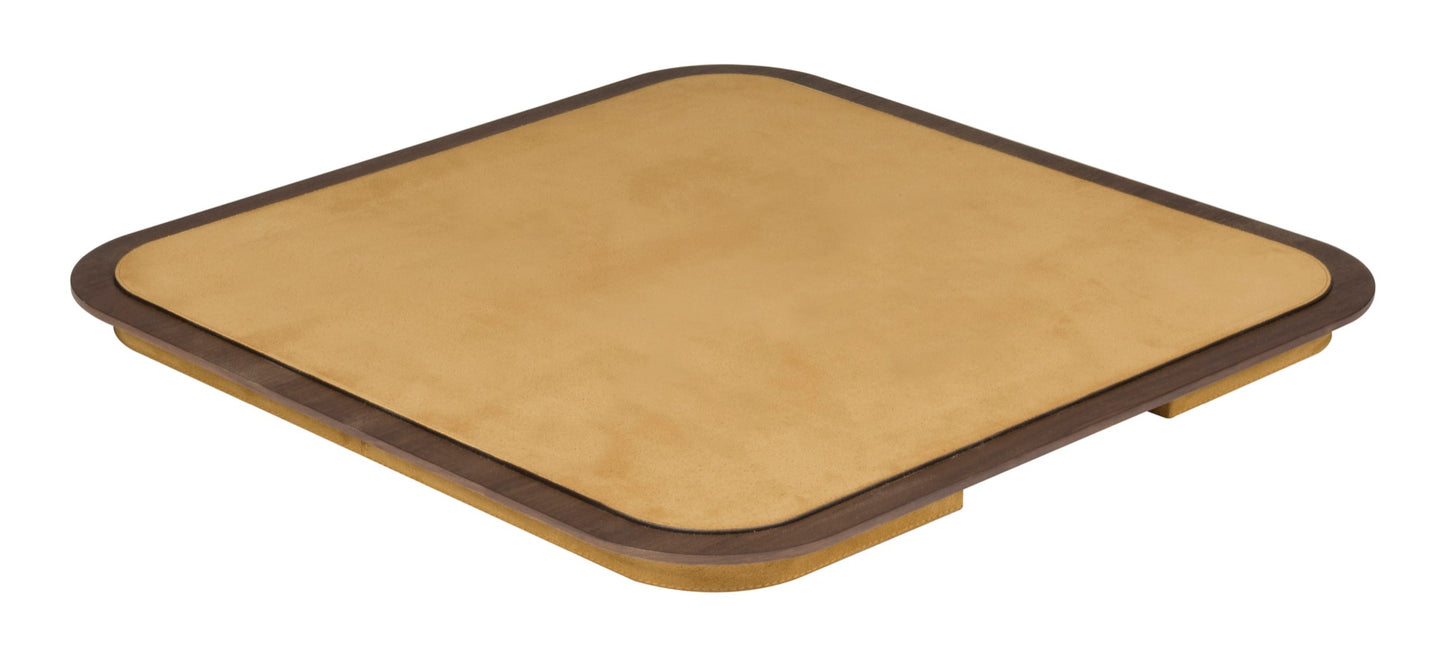 x Glenn Sestig Lloyd Tablett: Lederbezogenes Holz, quadratisch