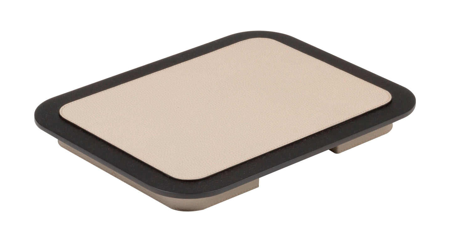 x Glenn Sestig Lloyd Tablett: Lederbezogenes Holz, rechteckig