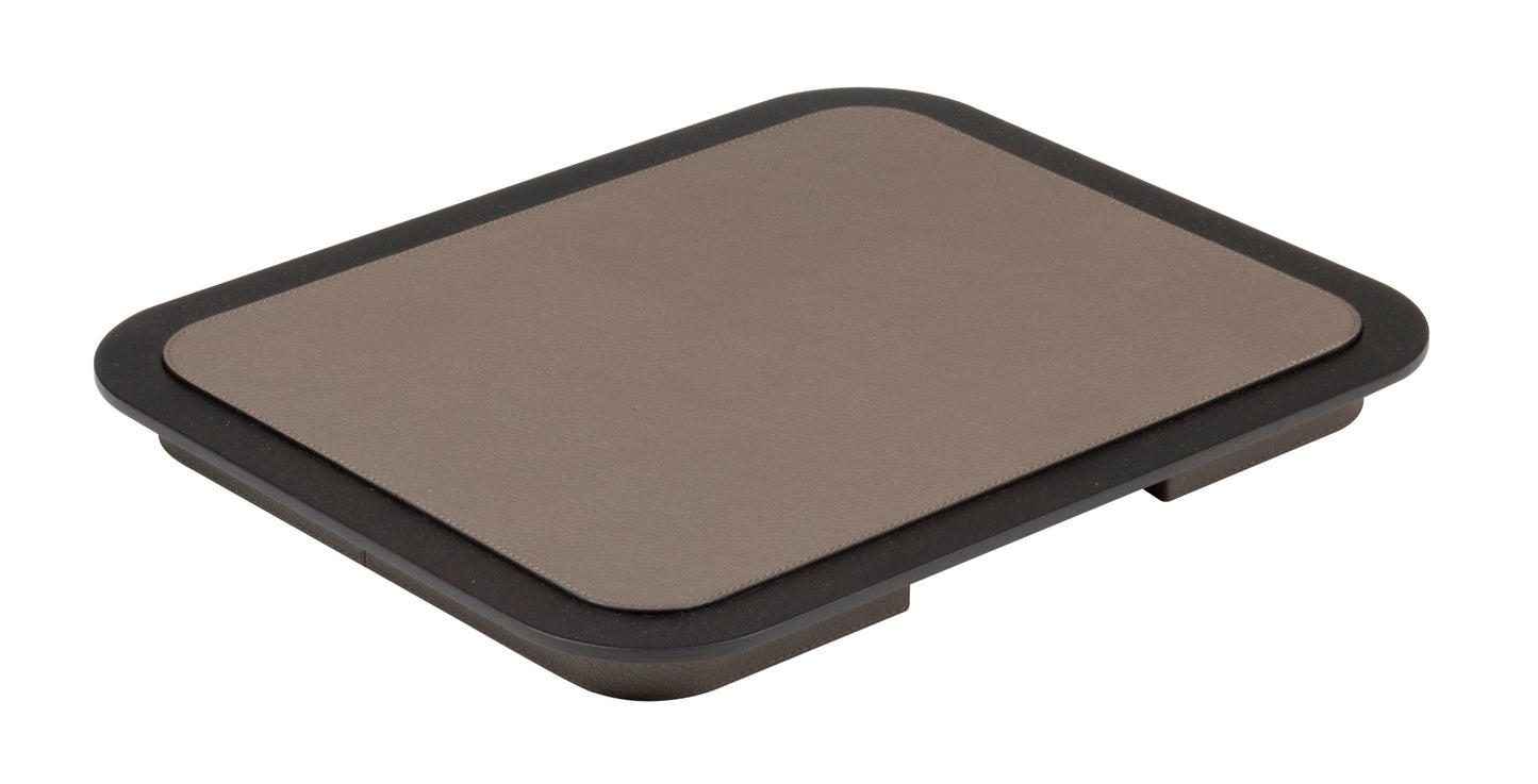 x Glenn Sestig Lloyd Tablett: Lederbezogenes Holz, rechteckig