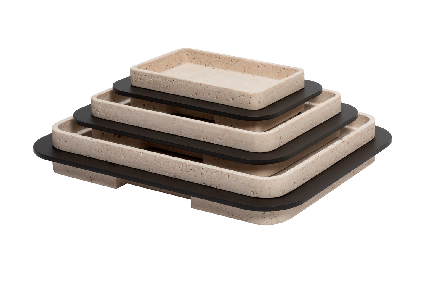 x Glenn Sestig Lloyd Tray: Travertine Marble w Burnished Bronze Frame, Rectangular