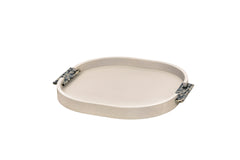 Dama Wood Tray Square Rounded With Tortoise Shell Acetate Handles