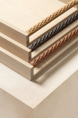 Dama Rectangular Wood Tray With Handwoven Leather Handles