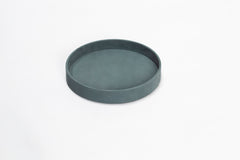 Dama Leather-Covered Wood Valet Tray Round