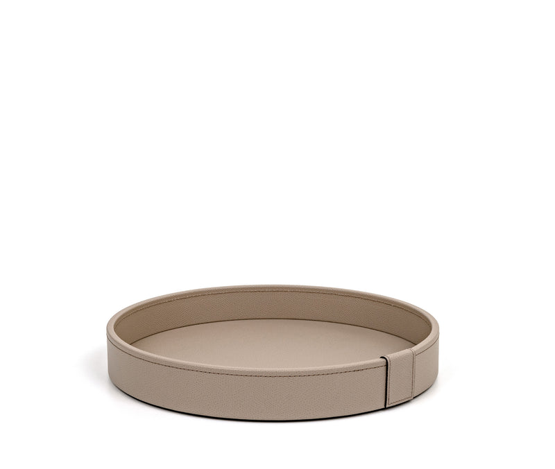 Gea Leather-Covered Wood Tray Round
