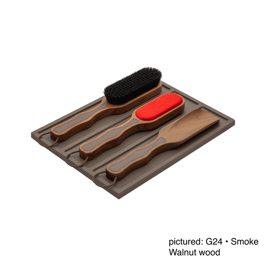 Poise Leather and Wood Clothes Care Set with Tray