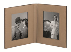 Book Leather Vertical Picture Frame w Flexible Plastic Protection