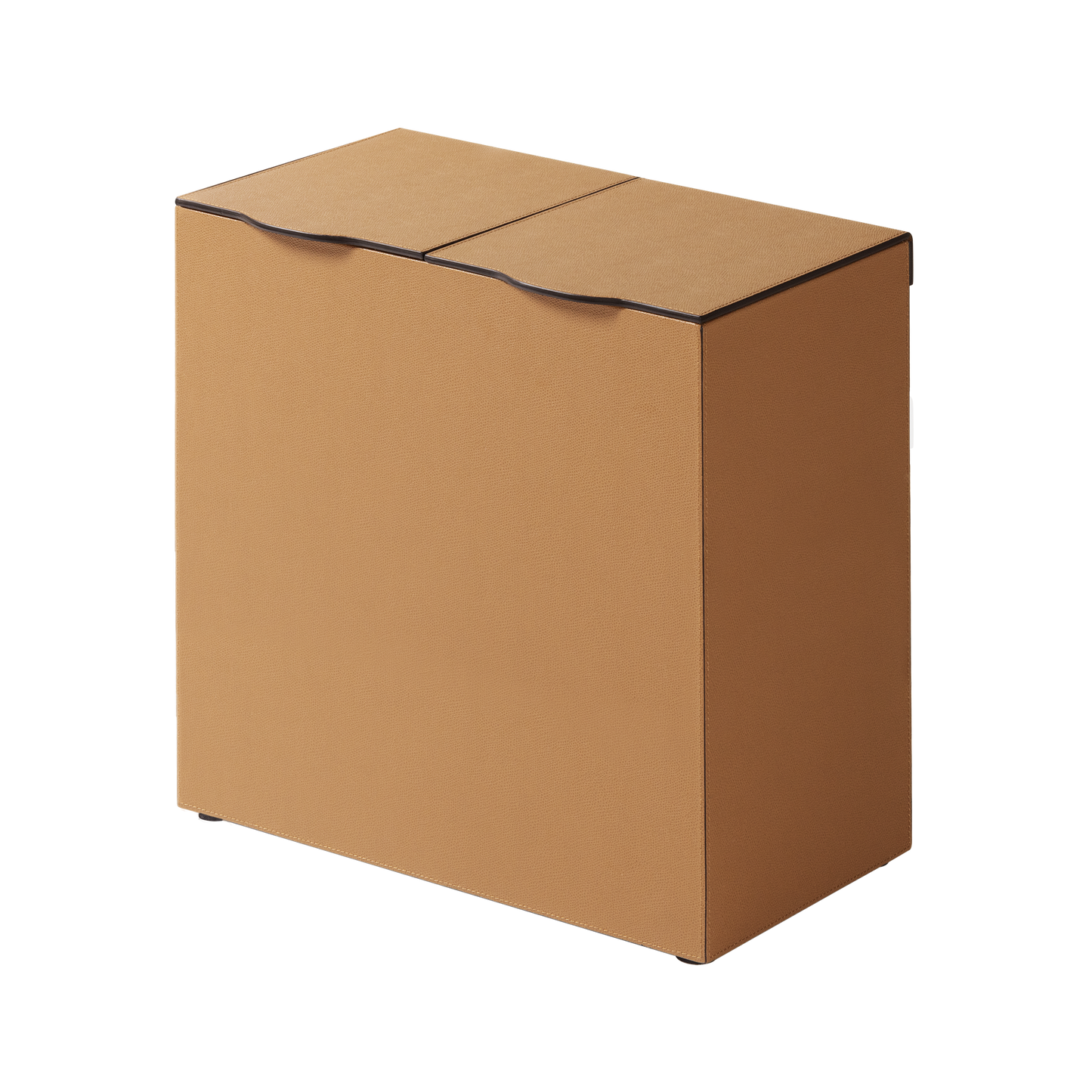 Luna Leather-Covered Wood Bin: Double Tall with Hinged Lid