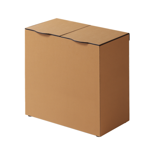 Luna Leather-Covered Wood Bin: Double Tall with Hinged Lid