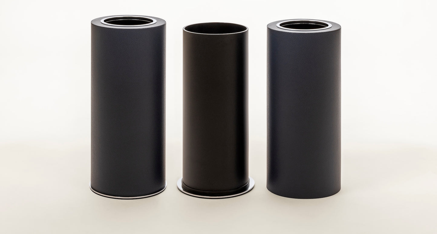 Poubelle à double paroi en bois recouvert de cuir Positano