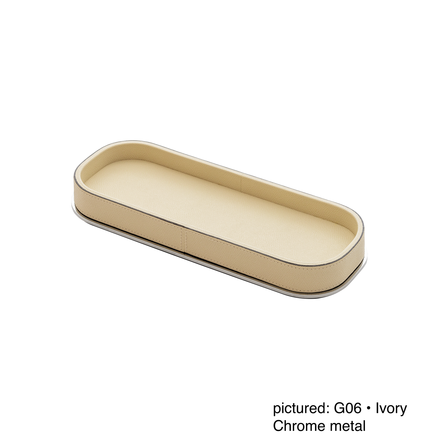 Giobagnara | Polo Leather & Metal Valet Tray: Leather-covered valet tray with metal base in multiple shapes and sizes | Decor / Valet Trays | 2Jour Concierge, your luxury lifestyle shop | premium tabletop accessories for expensive interiors, hotels, and curated hospitality environments