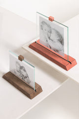Io Picture Leather-Covered Wood Frame w Polished Glass Frame