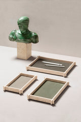 Structura Leather & Travertine Marble Valet Tray Rectangular