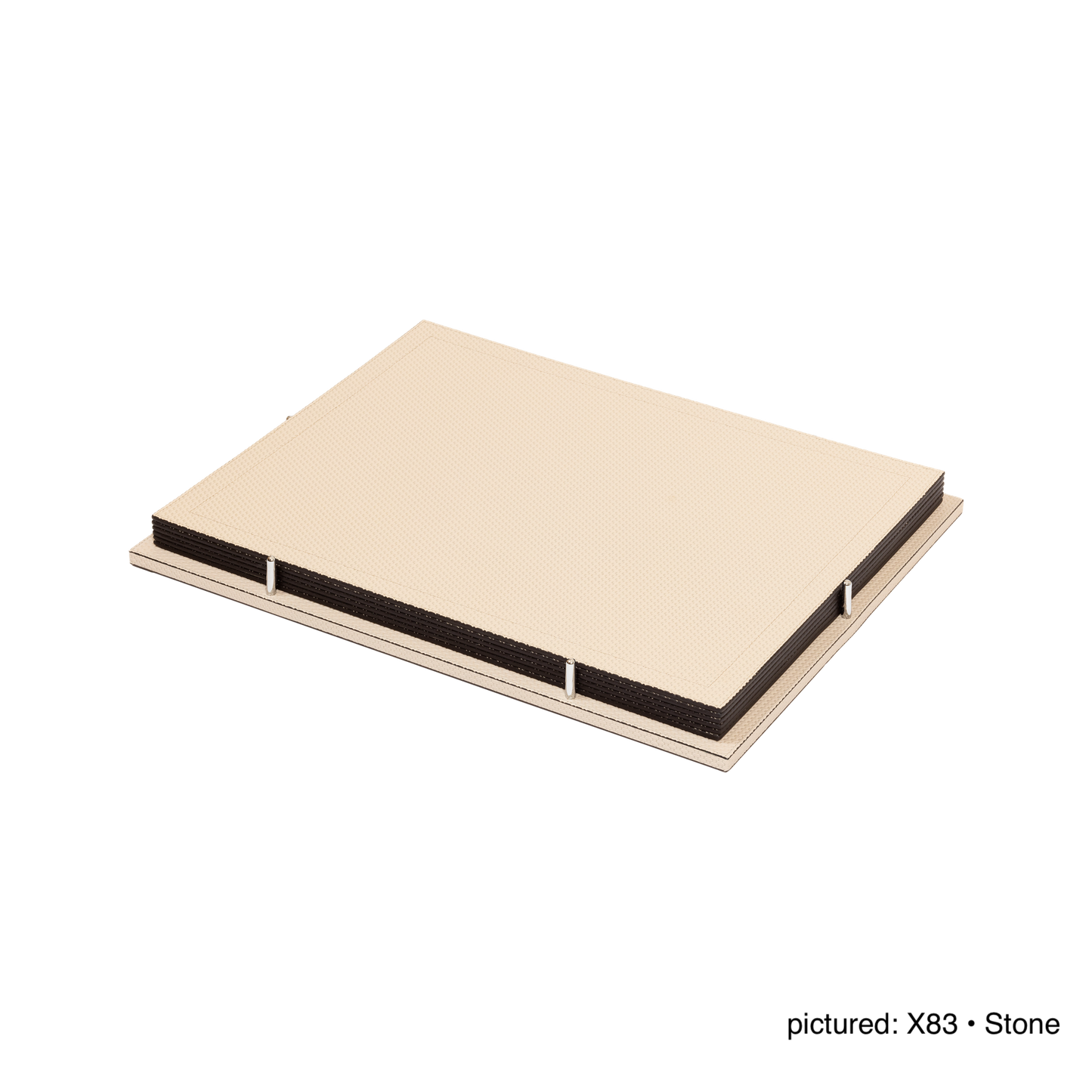 Giobagnara | David Placemat Holder: Leather-covered placemat holder with metal pins and multiple shape options | Serveware + Hospitality / Placemats & Underplates | 2Jour Concierge, your luxury lifestyle shop | premium table organization for expensive interiors, dining tables, hospitality settings, and curated table compositions