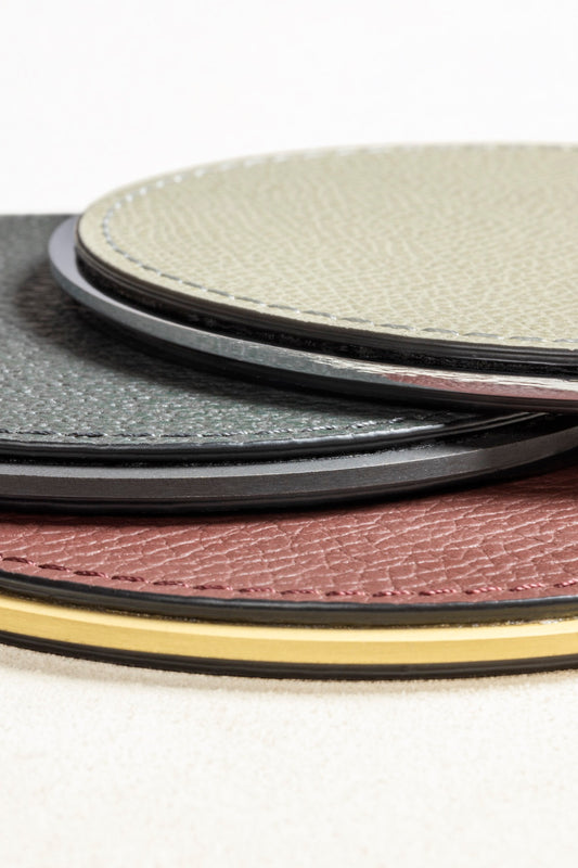 Trafalgar Leather-Covered Coaster with Metal Core