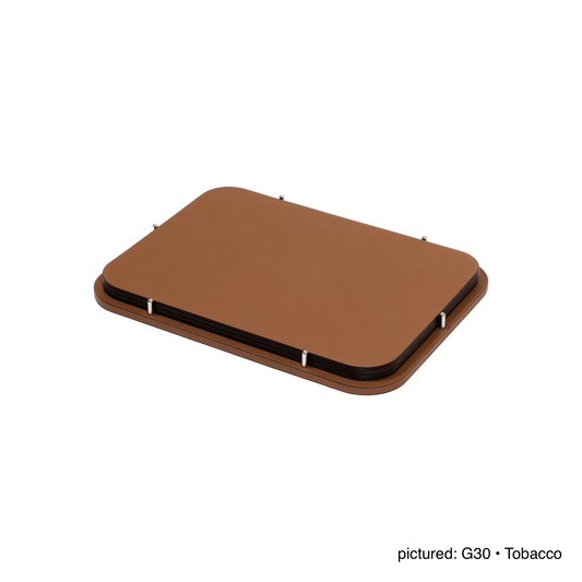 Giobagnara | David Placemat Holder: Leather-covered placemat holder with metal pins and multiple shape options | Serveware + Hospitality / Placemats & Underplates | 2Jour Concierge, your luxury lifestyle shop | premium table organization for expensive interiors, dining tables, hospitality settings, and curated table compositions