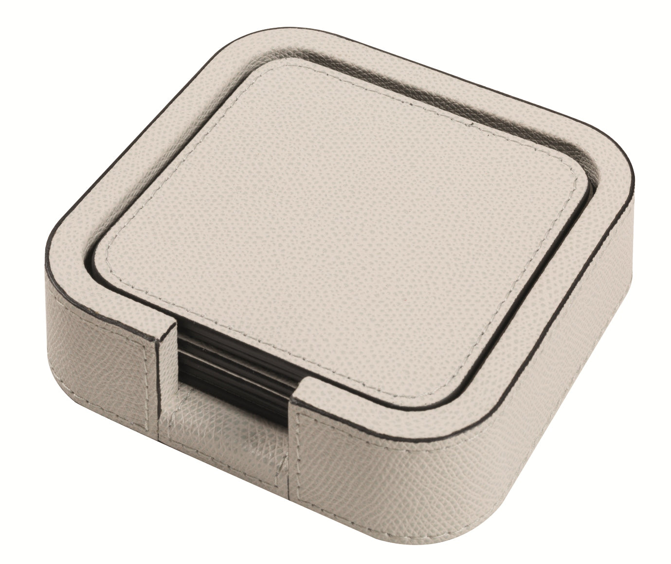 Giobagnara Tao Coasters Holder with 6 Tao Coasters | Leather-covered wood structure designed to hold 6 Tao coasters | Tao Coasters feature an all-leather structure, semi-flexible and waterproof | Elegant and practical set | Home Decor and Serveware | 2Jour Concierge, your luxury lifestyle shop