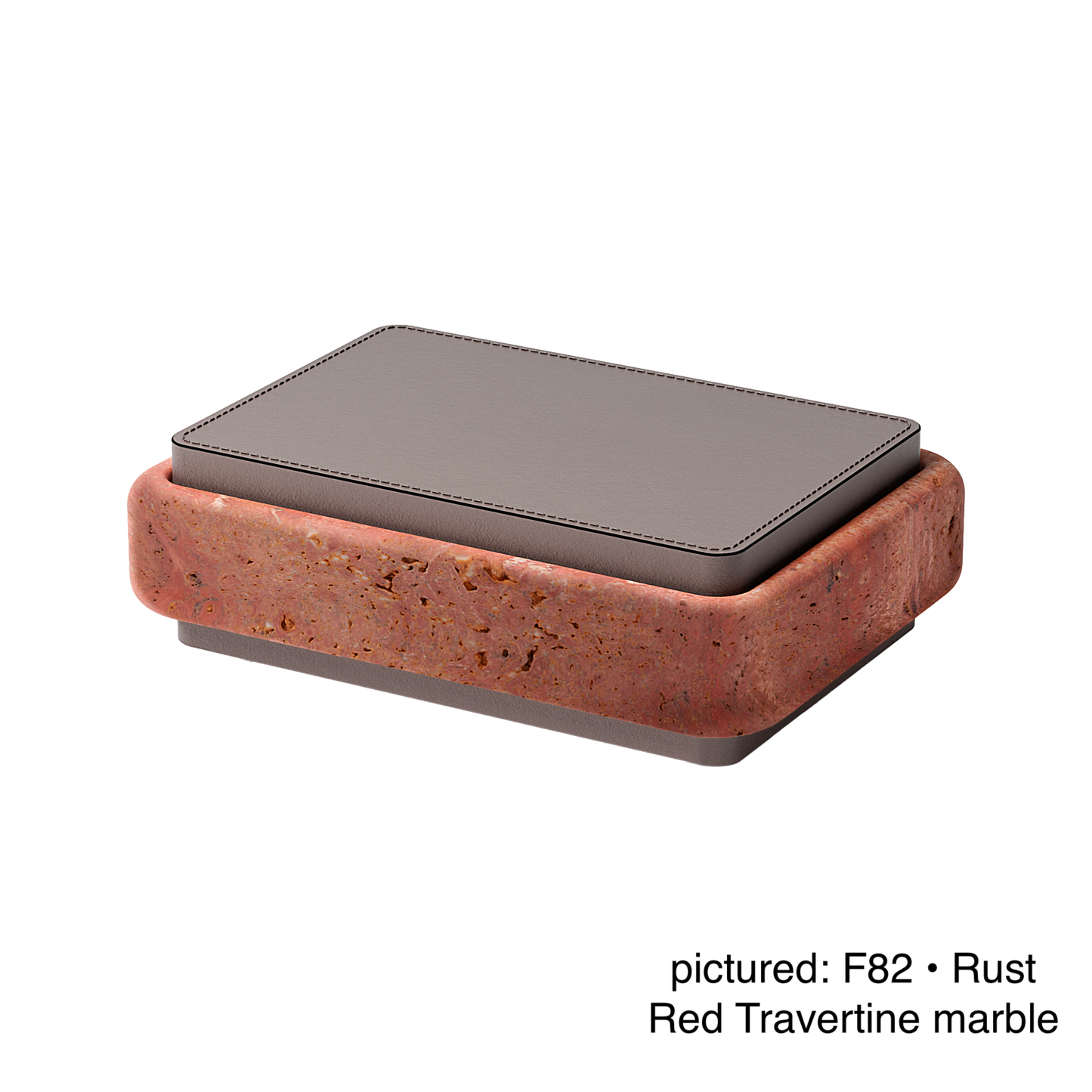 Giobagnara | Rodi Playing Card Holder: Travertine playing card holder with leather-covered lid | Games / Playing Card Holders | 2Jour Concierge, your luxury lifestyle shop | luxury game accessories, premium card storage for expensive interiors, coffee tables, game rooms, and curated entertaining spaces