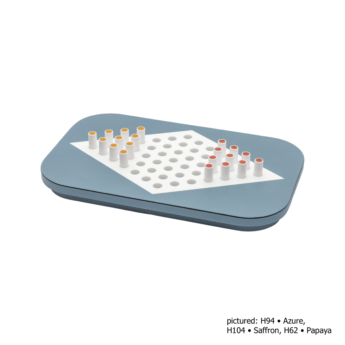 Giobagnara | Delos Chinese Checkers Set Corian®: Leather-covered Corian® board with Corian® playing pieces and leather inserts | Game Room | 2Jour Concierge, your luxury lifestyle shop | luxury chinese checkers Corian, Giobagnara Delos, Corian game set, Italian designer board game