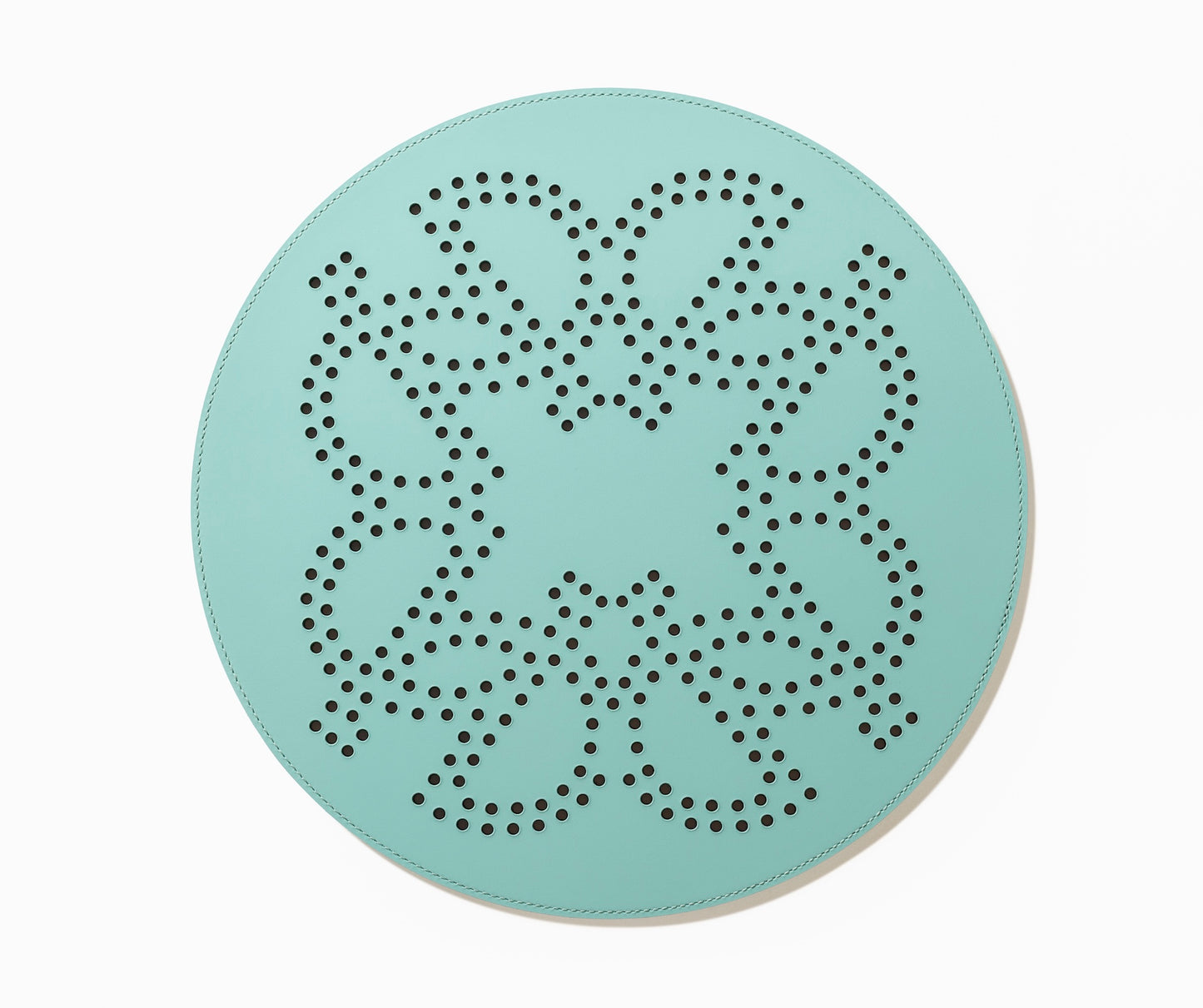 Giobagnara × Elie Saab Ecusson | Placemat: Reinforced Tecnocuoio® leather with perforated monogram motif, water- and UV-resistant | Serveware + Hospitality / Placemats & Underplates | 2Jour Concierge, your luxury lifestyle shop | designer tableware, luxury dining, hospitality décor, refined entertaining, boutique hotels, yacht décor, elegant interiors