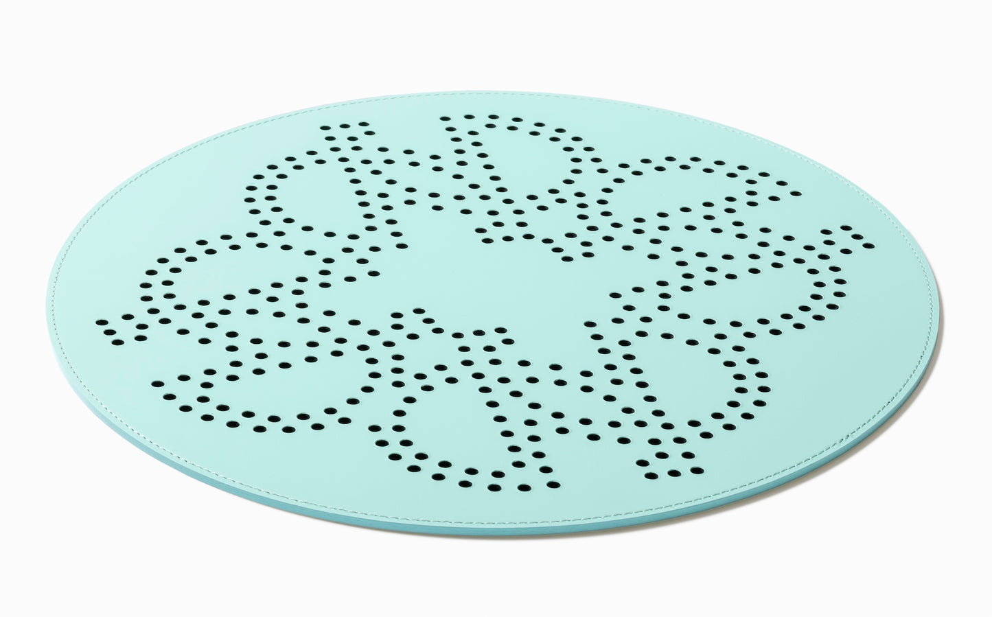 Giobagnara × Elie Saab Ecusson | Placemat: Reinforced Tecnocuoio® leather with perforated monogram motif, water- and UV-resistant | Serveware + Hospitality / Placemats & Underplates | 2Jour Concierge, your luxury lifestyle shop | designer tableware, luxury dining, hospitality décor, refined entertaining, boutique hotels, yacht décor, elegant interiors