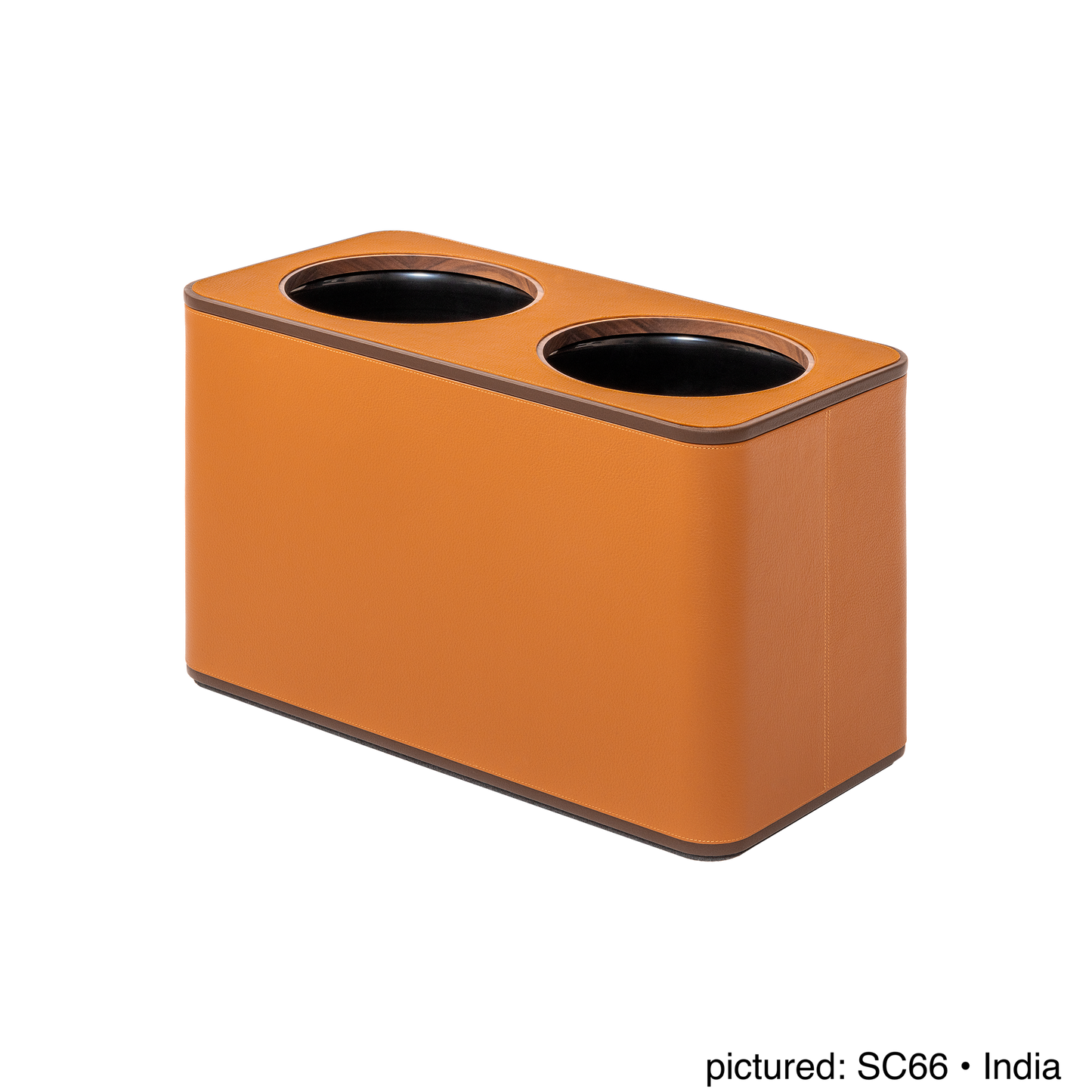 Giobagnara | Double Sorting Bin Pelle Frau®: Leather-covered bin with dual compartments and metal inserts | Desk Sets & Organizers | 2Jour Concierge | luxury office accessories