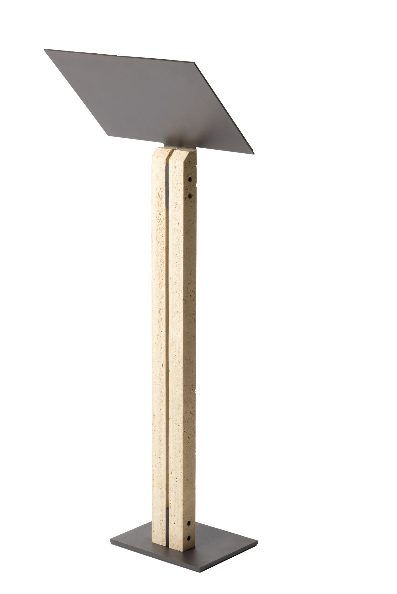 Pillar Metal & Marble Picture | Menu Frame Stand w Leather Inserts