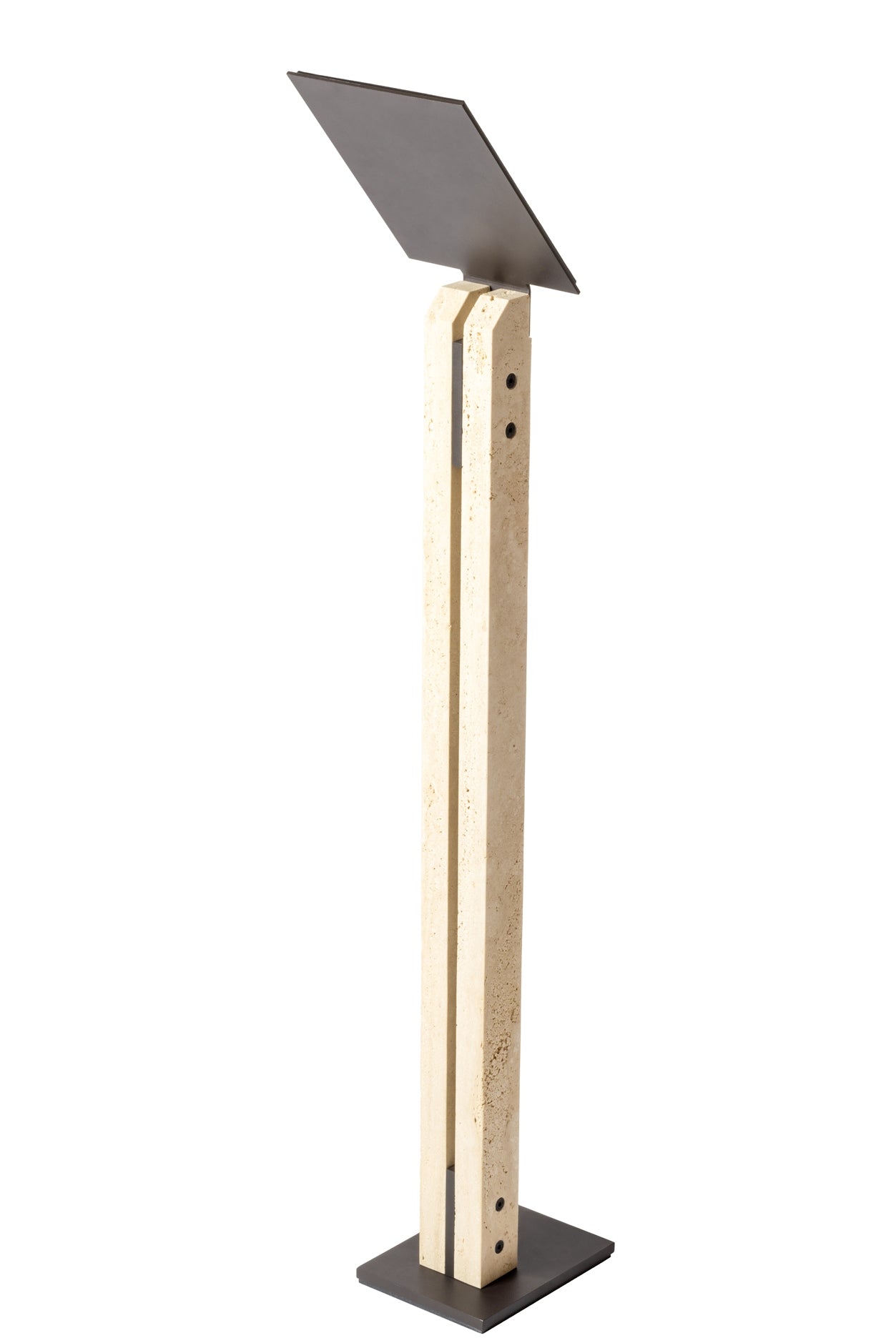 Pillar Metal & Marble Picture | Menu Frame Stand w Leather Inserts