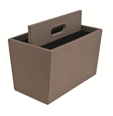 Daily Leather-Covered Wood Magazine Holder
