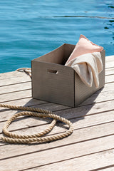 Marea Leather Storage Basket with Side Handles Rectangular