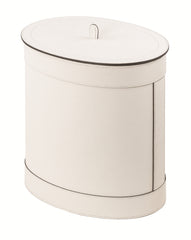 Crosby Leather-Covered Wastepaper Bin Oval With Lid