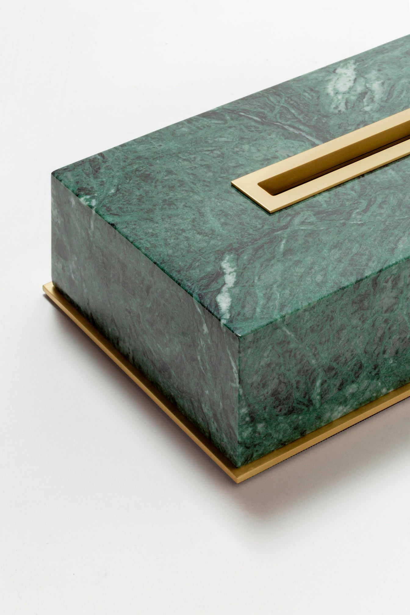 Giobagnara Positano Marble Tissue Holder | Brass Base Frame and Spout | Non-Slip Waterproof Rubber Base | Ideal for Yacht Decor