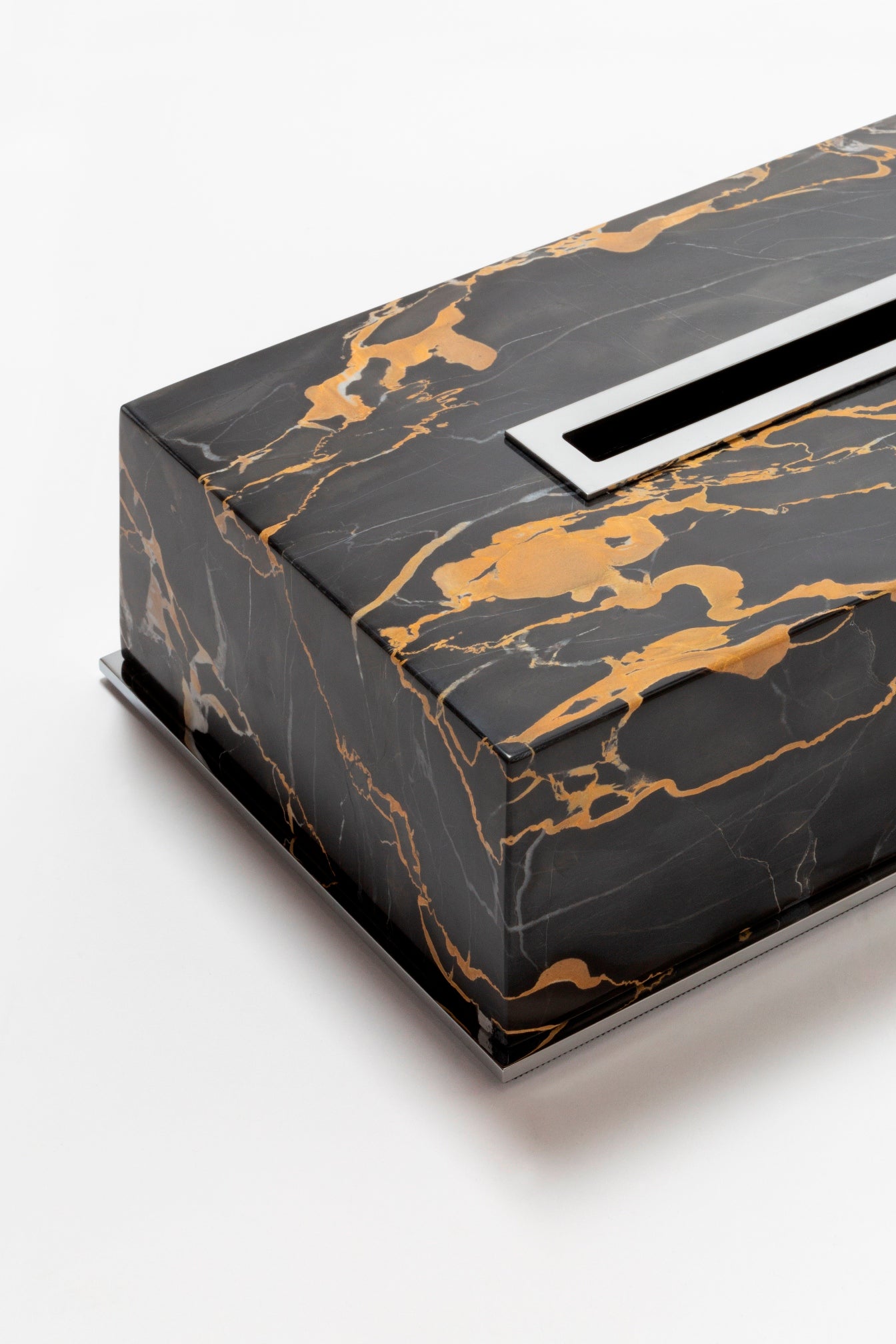 Giobagnara Positano Marble Tissue Holder | Brass Base Frame and Spout | Non-Slip Waterproof Rubber Base | Ideal for Yacht Decor