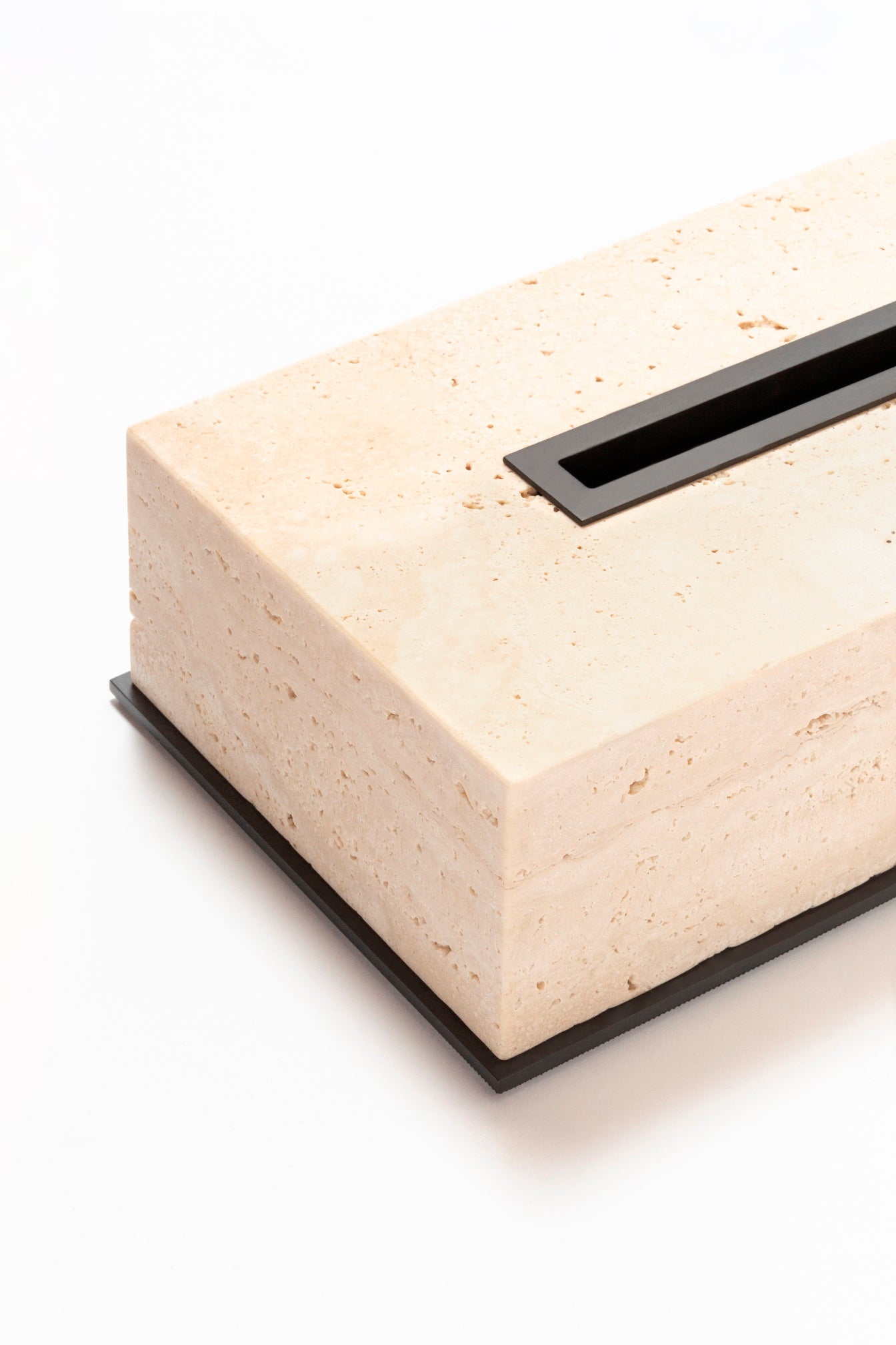 Giobagnara Positano Marble Tissue Holder | Brass Base Frame and Spout | Non-Slip Waterproof Rubber Base | Ideal for Yacht Decor