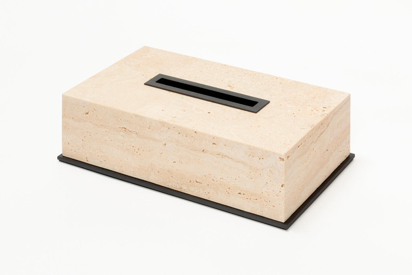 Giobagnara Positano Marble Tissue Holder | Brass Base Frame and Spout | Non-Slip Waterproof Rubber Base | Ideal for Yacht Decor