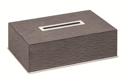Firenze Leather-Covered Wood Tissue Holder with Flaps Rectangular