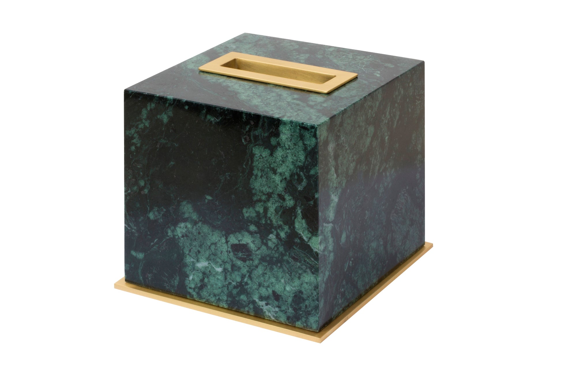 Giobagnara Positano Marble Tissue Holder | Brass Base Frame and Spout | Non-Slip Waterproof Rubber Base | Ideal for Yacht Decor