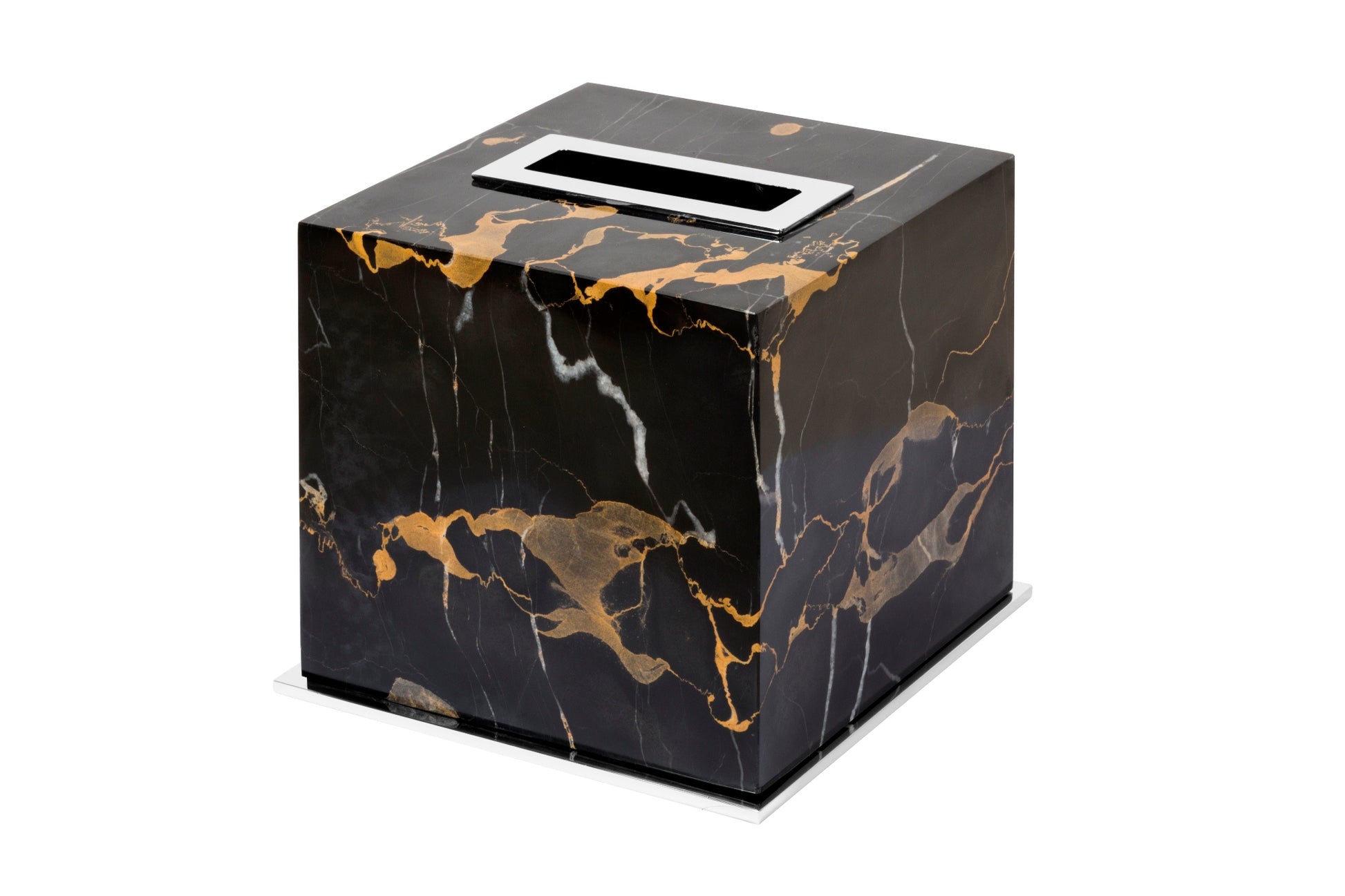 Giobagnara Positano Marble Tissue Holder | Brass Base Frame and Spout | Non-Slip Waterproof Rubber Base | Ideal for Yacht Decor