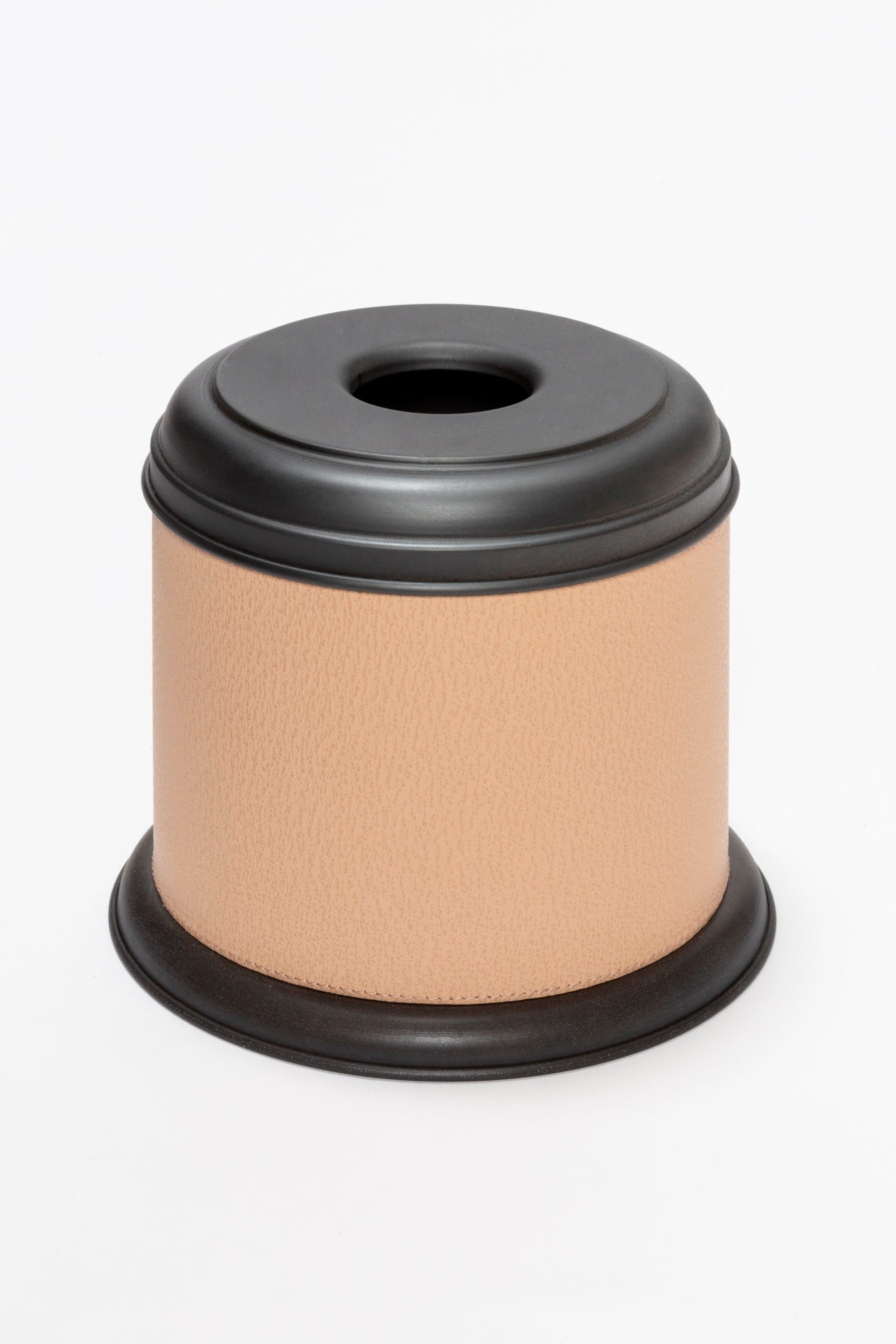 Giobagnara Dubai Round Leather-Covered Metal Tissue Holder | Part of Dubai Bathroom Collection | Luxurious Bath Accessories | Crafted with Fine Leather-Covered Metal Structure | Elegant and Functional Design | Explore the Dubai Bathroom Collection at 2Jour Concierge, #1 luxury high-end gift & lifestyle shop